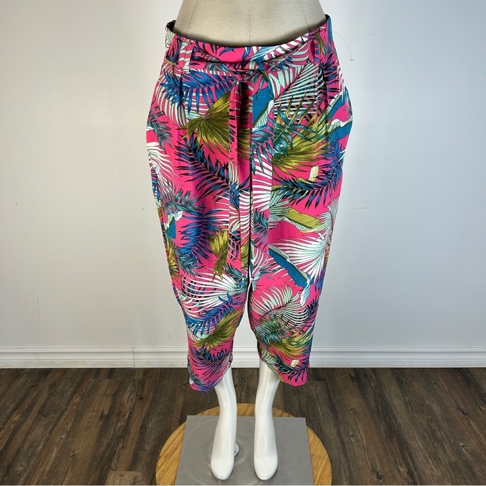Soho Apparel Tropical Leaf Lounge Pants Pink & Green Palm Print Size S ❤️